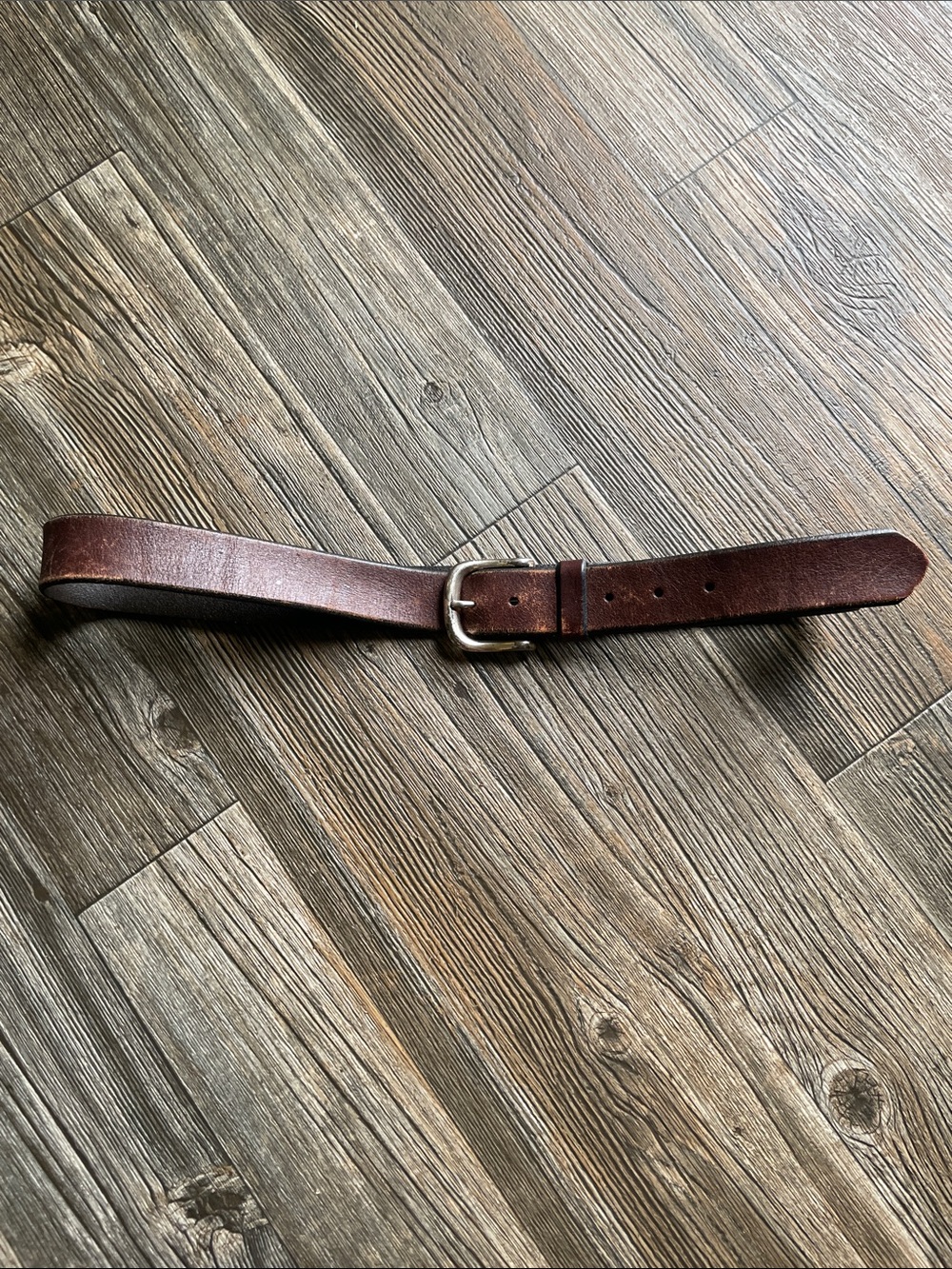 Fossil Men's Dark Brown Leather Belt with Silver Buckle